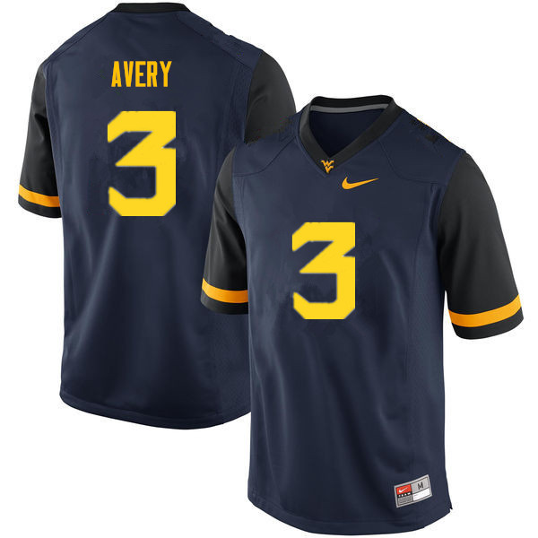 Men #3 Toyous Avery West Virginia Mountaineers College Football Jerseys Sale-Navy